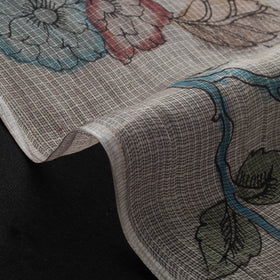 Srikalahasti Pen Work Handpainted Kalamkari Handloom Kota Doria Silk Fabric 07