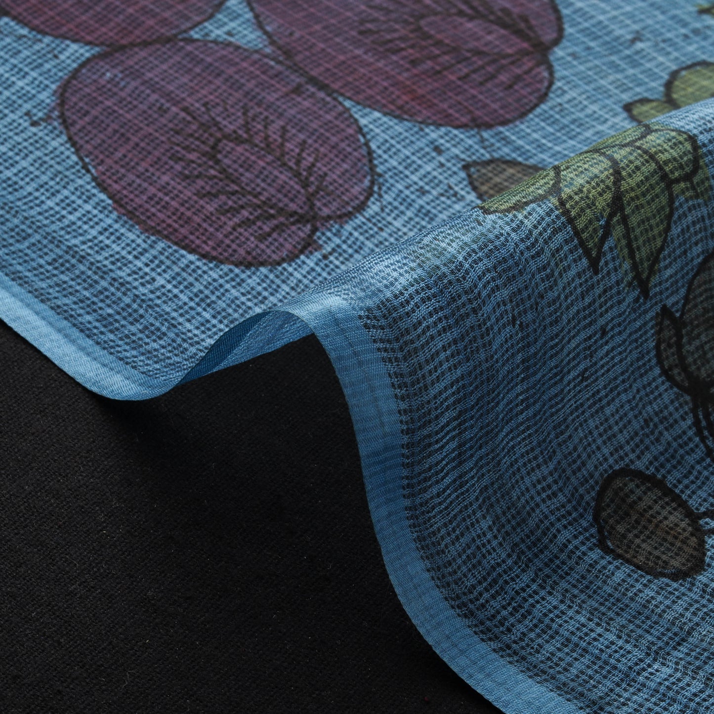 Srikalahasti Pen Work Handpainted Kalamkari Handloom Kota Doria Silk Fabric 08