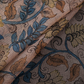 Srikalahasti Pen Work Handpainted Kalamkari Handloom Kota Doria Silk Fabric 09