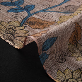 Srikalahasti Pen Work Handpainted Kalamkari Handloom Kota Doria Silk Fabric 09