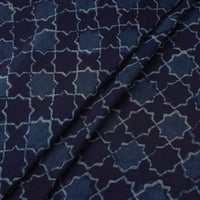 Blue - Natural Dyed Chanderi Silk Akola Print Fabric 02