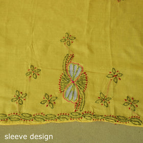 Yellow - 3pc hand embroidery cotton lucknow chikankari
