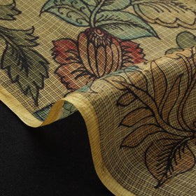 Srikalahasti Pen Work Handpainted Kalamkari Handloom Kota Doria Silk Fabric 10