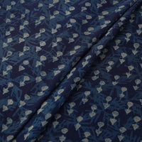 Blue - Natural Dyed Chanderi Silk Akola Print Fabric 03