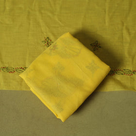 Yellow - 3pc hand embroidery cotton lucknow chikankari