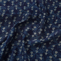 Blue - Natural Dyed Chanderi Silk Akola Print Fabric 03