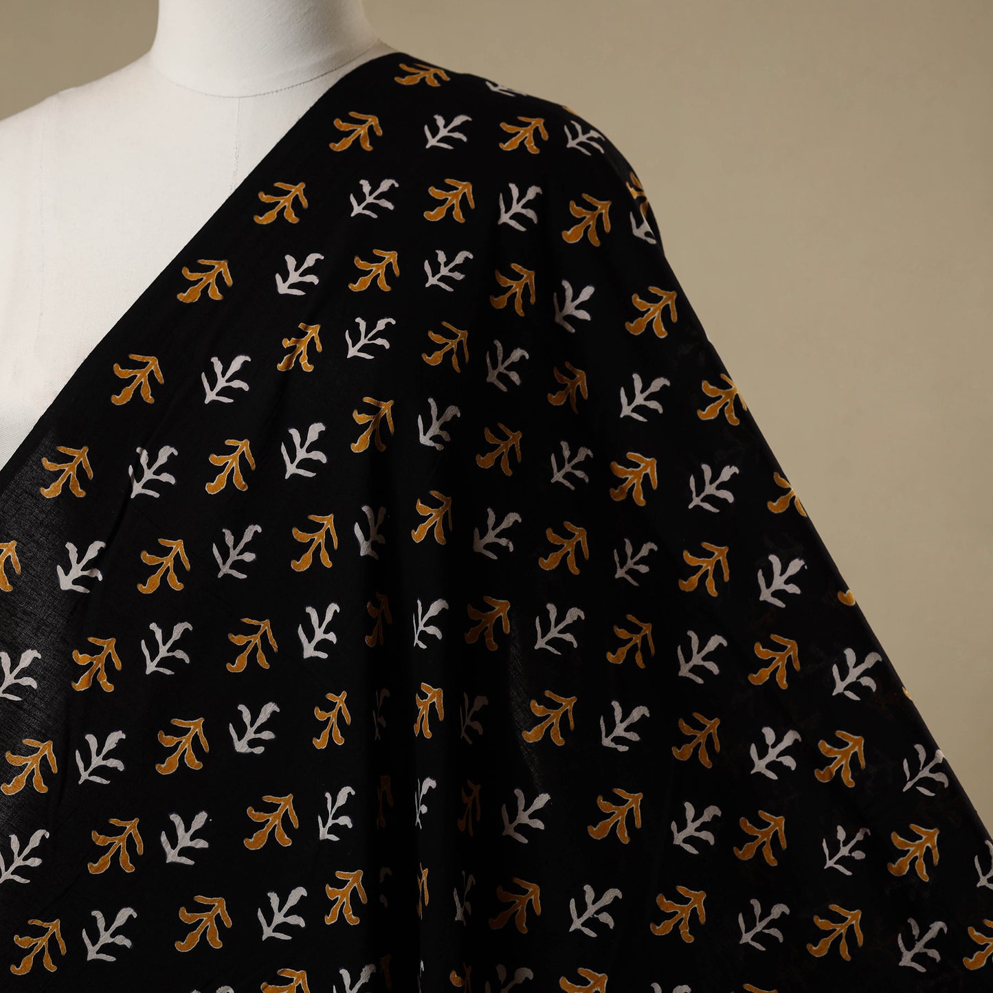 Black - syahi begar bagru cotton fabric 32 - handcrafted