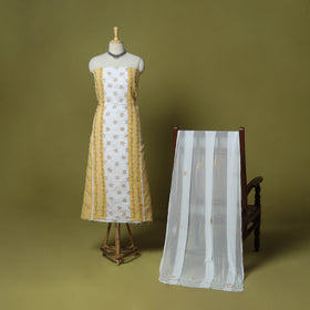 Yellow - 3pc hand embroidery cotton lucknow chikankari