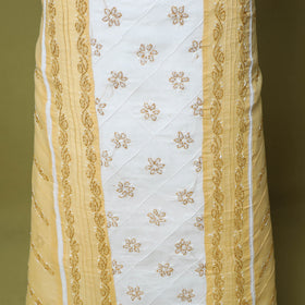 Yellow - 3pc hand embroidery cotton lucknow chikankari
