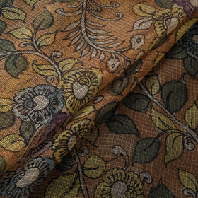 Srikalahasti Pen Work Handpainted Kalamkari Handloom Kota Doria Silk Fabric 14