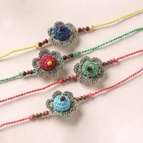 Flower - Reusable Handmade Crochet Work Rakhi by Samoolam (Set of 4) 26