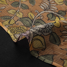 Srikalahasti Pen Work Handpainted Kalamkari Handloom Kota Doria Silk Fabric 14