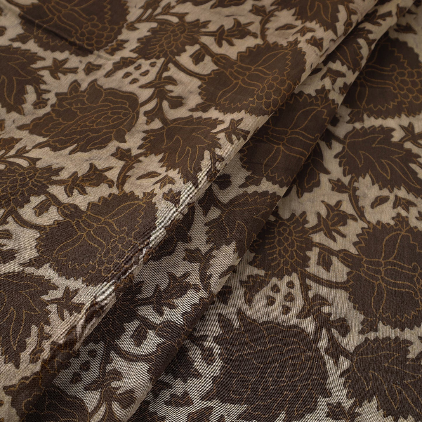 Brown - Natural Dyed Chanderi Silk Akola Print Fabric 08