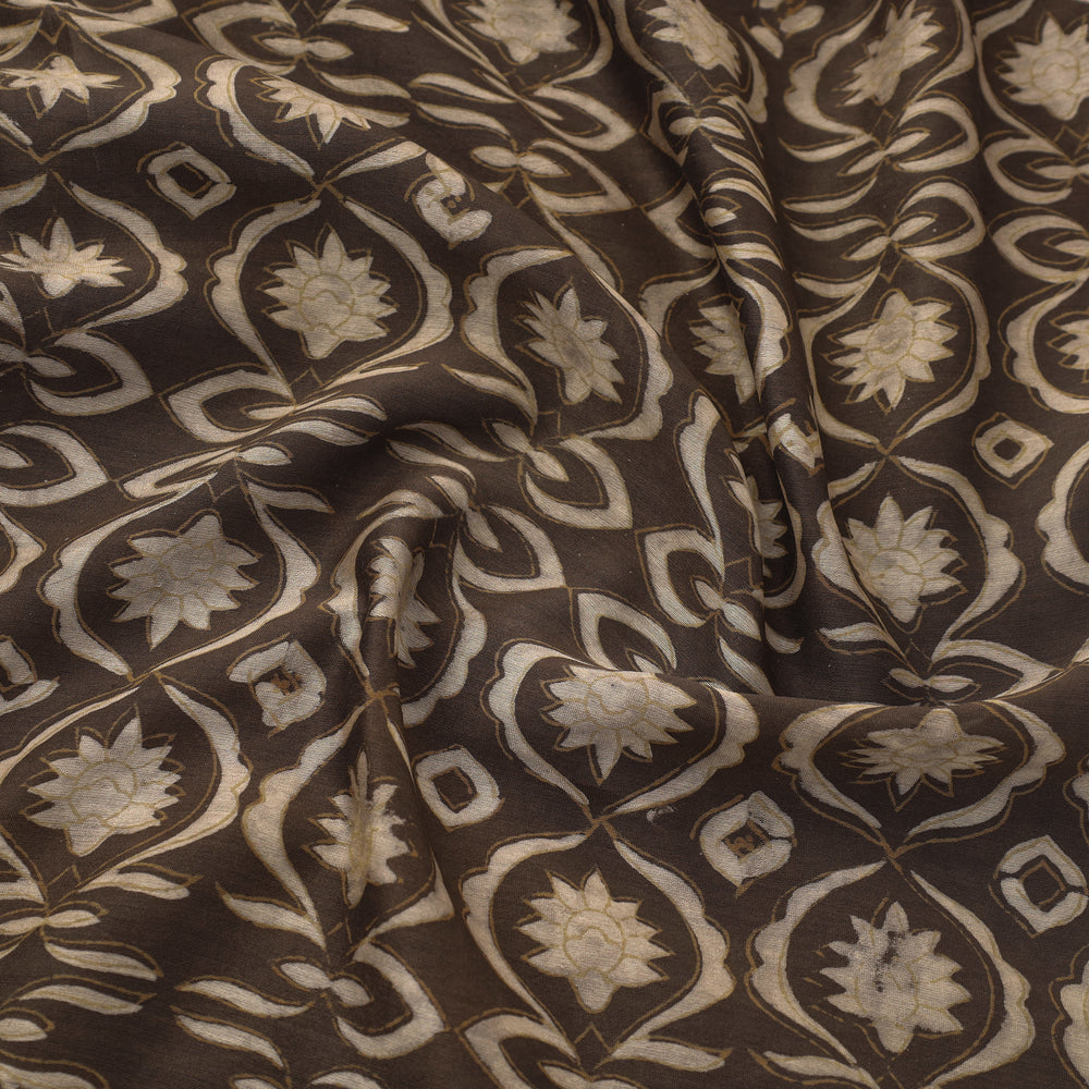 Brown - Natural Dyed Chanderi Silk Akola Print Fabric 10