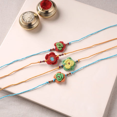 Flower - Handmade Crochet Rakhi by Samoolam (set of 4)