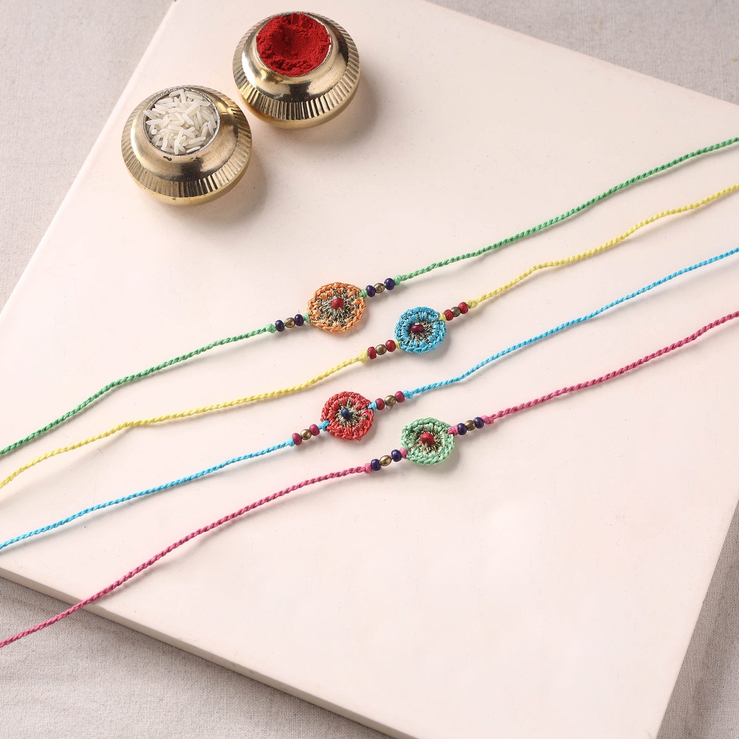 Handmade Crochet Rakhi by Samoolam (set of 4)