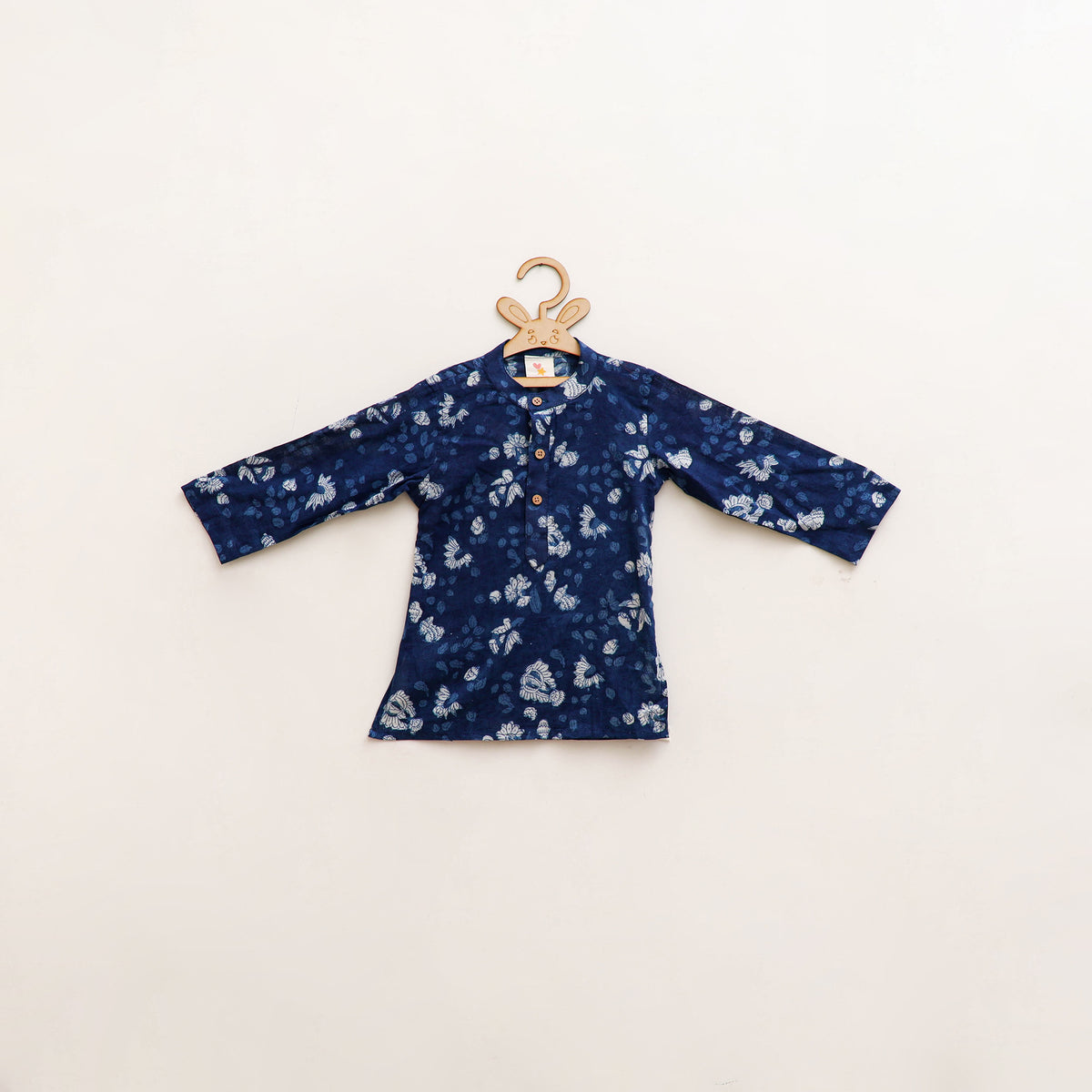 Kids Pure Cotton Kurta in Indigo Bagru Block Prints (2-3 Years) 81