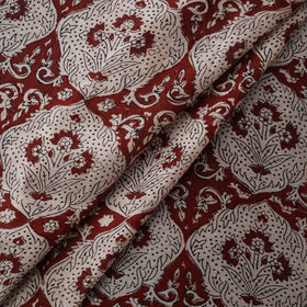 Red - Bagh Hand Block Print Chanderi Silk Natural Dyed Handloom Fabric 01
