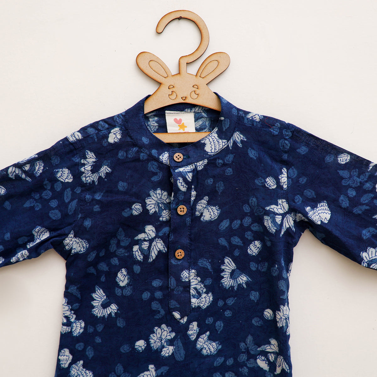 Kids Pure Cotton Kurta in Indigo Bagru Block Prints (2-3 Years) 81