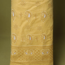 Yellow - 3pc hand embroidery cotton lucknow chikankari