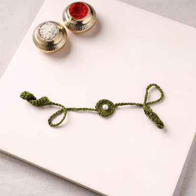 Flower - Handmade Crochet Pearl Work Rakhi 24