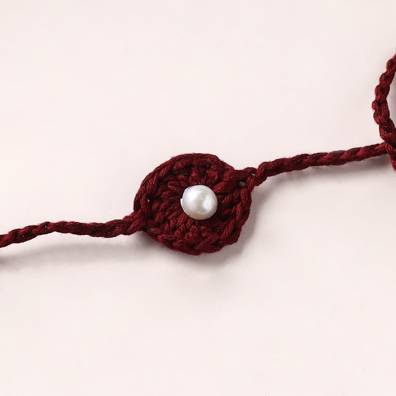 Flower - Handmade Crochet Pearl Work Rakhi 16