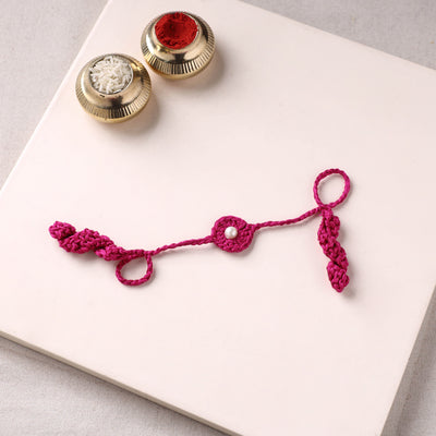 Flower - Handmade Crochet Pearl Work Rakhi 08