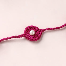 Flower - Handmade Crochet Pearl Work Rakhi 08