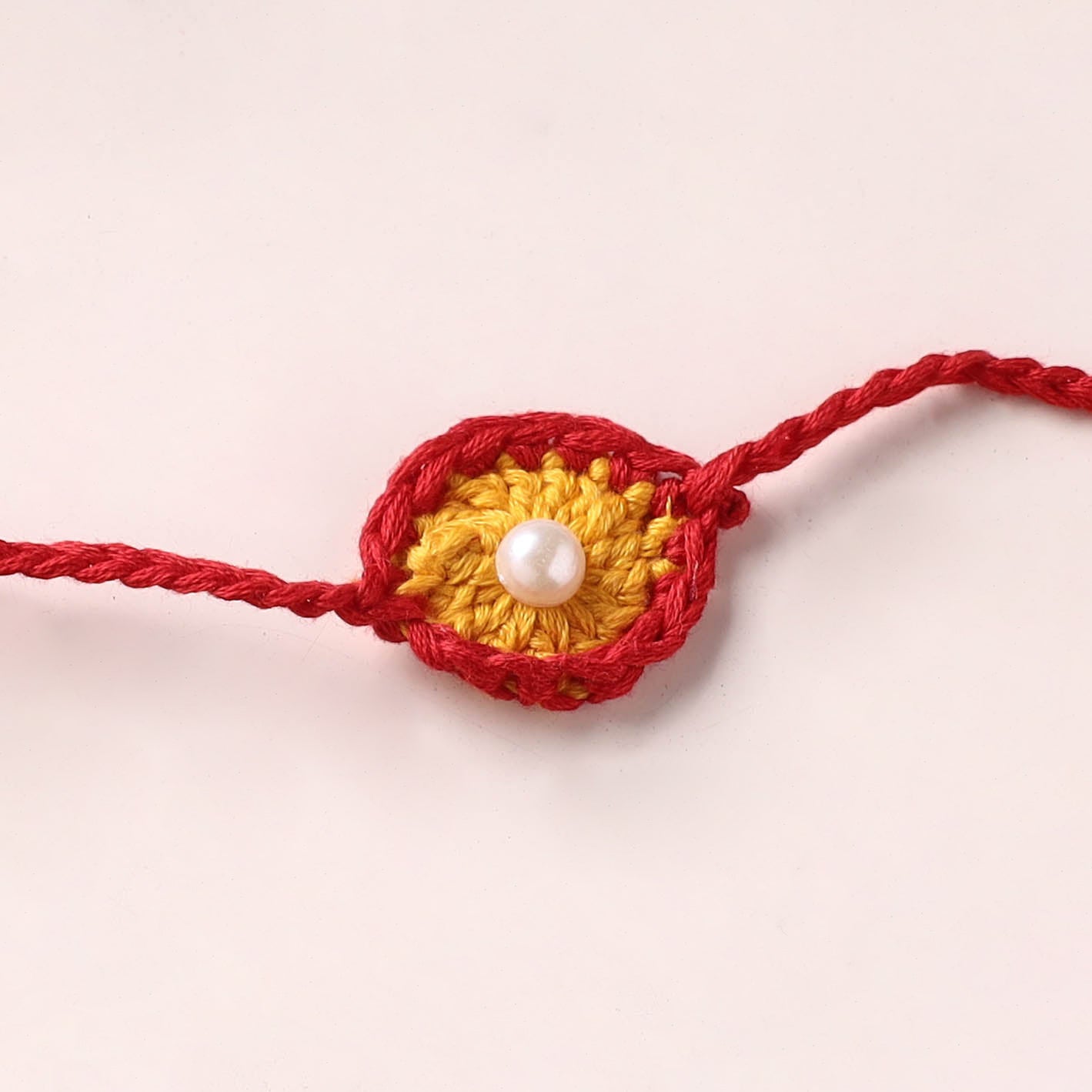 Flower - Handmade Crochet Pearl Work Rakhi 11
