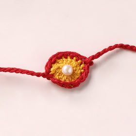 Flower - Handmade Crochet Pearl Work Rakhi 11
