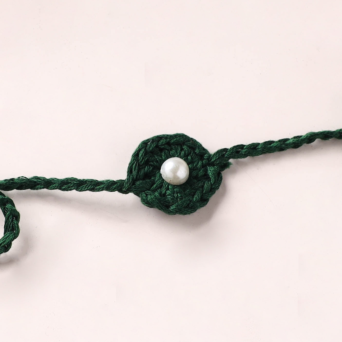 Flower - Handmade Crochet Pearl Work Rakhi 14