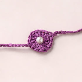 Flower - Handmade Crochet Pearl Work Rakhi 19