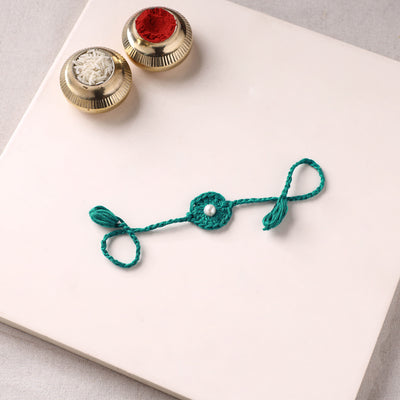 Flower - Handmade Crochet Pearl Work Rakhi 01