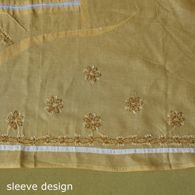 Yellow - 3pc hand embroidery cotton lucknow chikankari