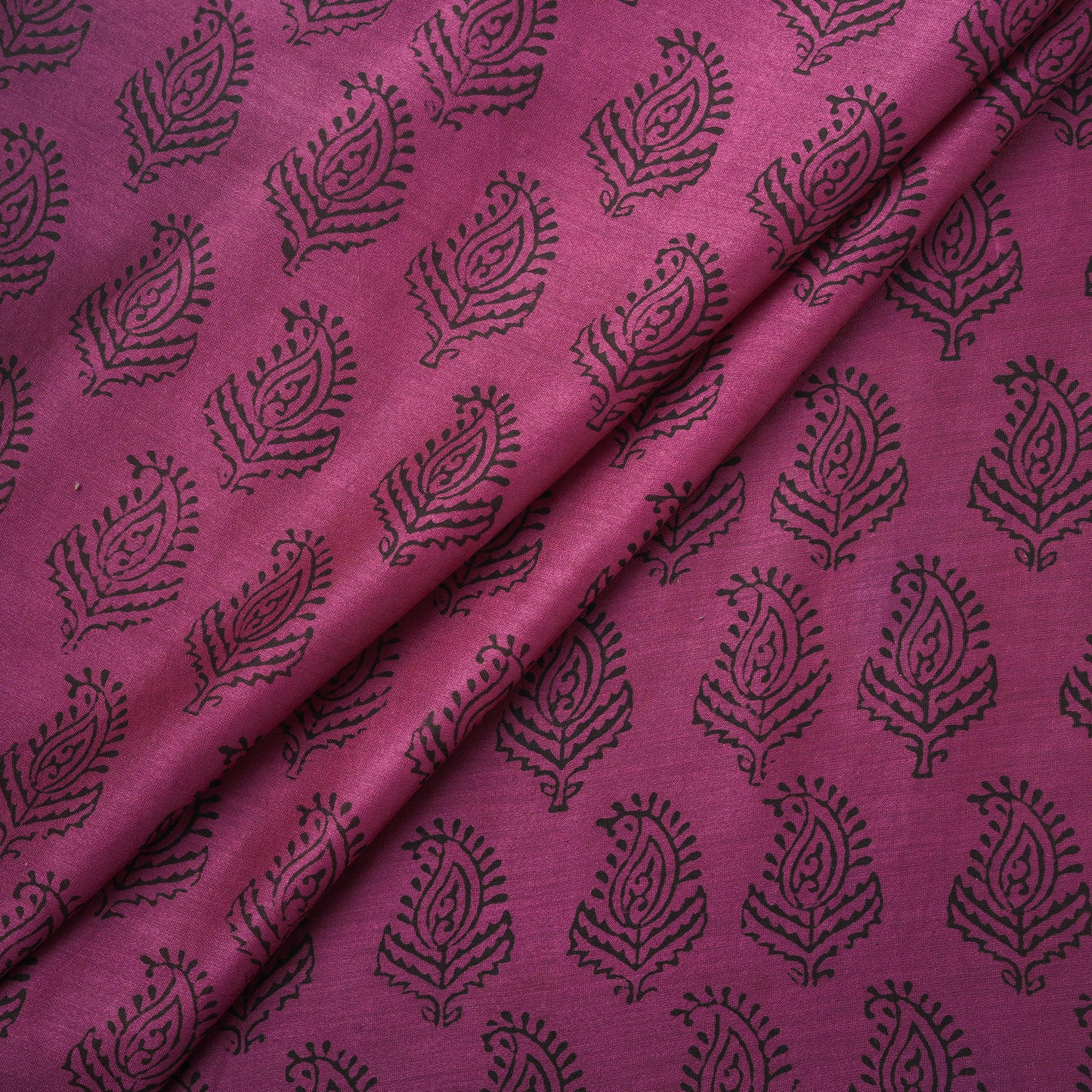 Purple - Bagh Hand Block Print Chanderi Silk Natural Dyed Handloom Fabric 03