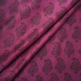 Purple - Bagh Hand Block Print Chanderi Silk Natural Dyed Handloom Fabric 03