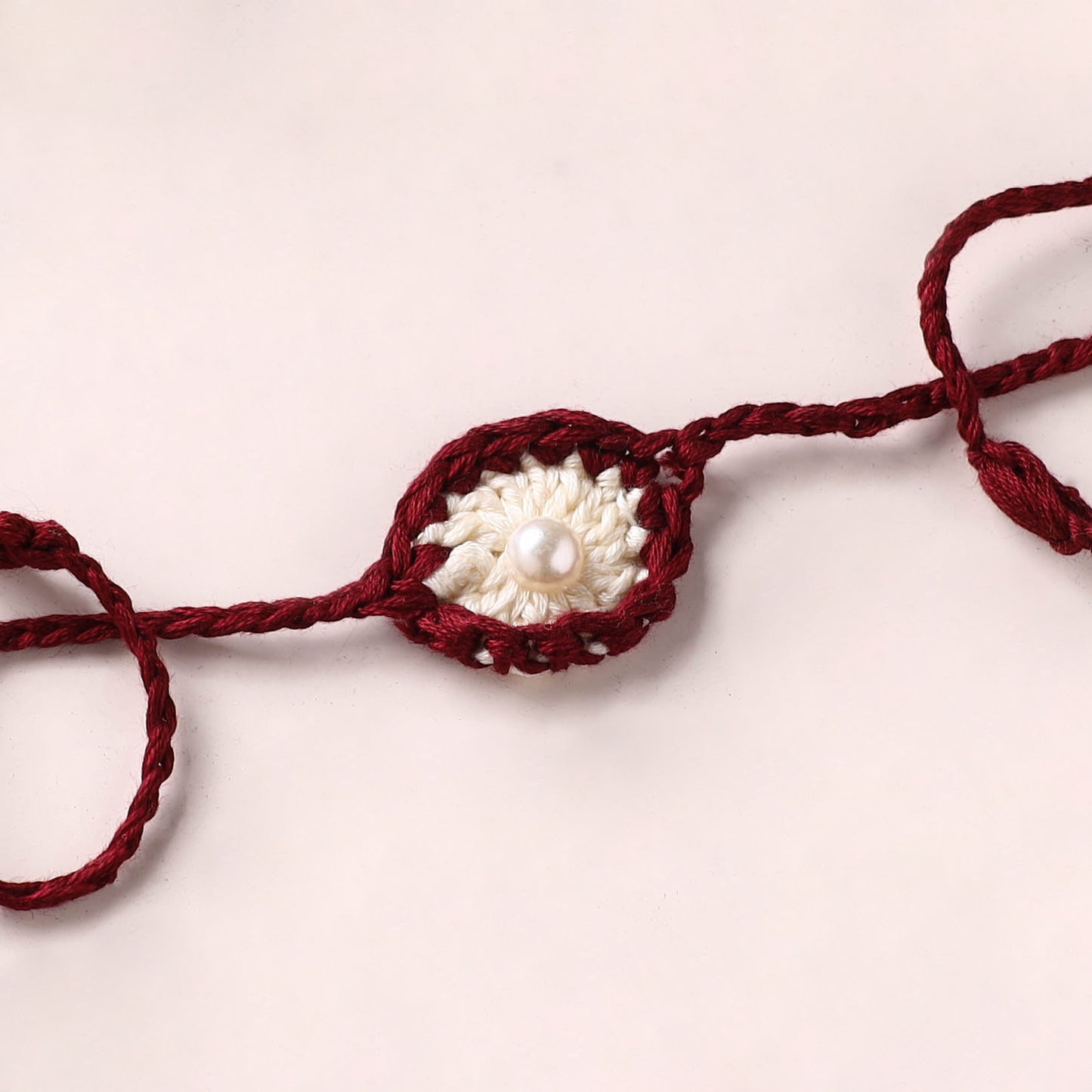 Flower - Handmade Crochet Pearl Work Rakhi 04