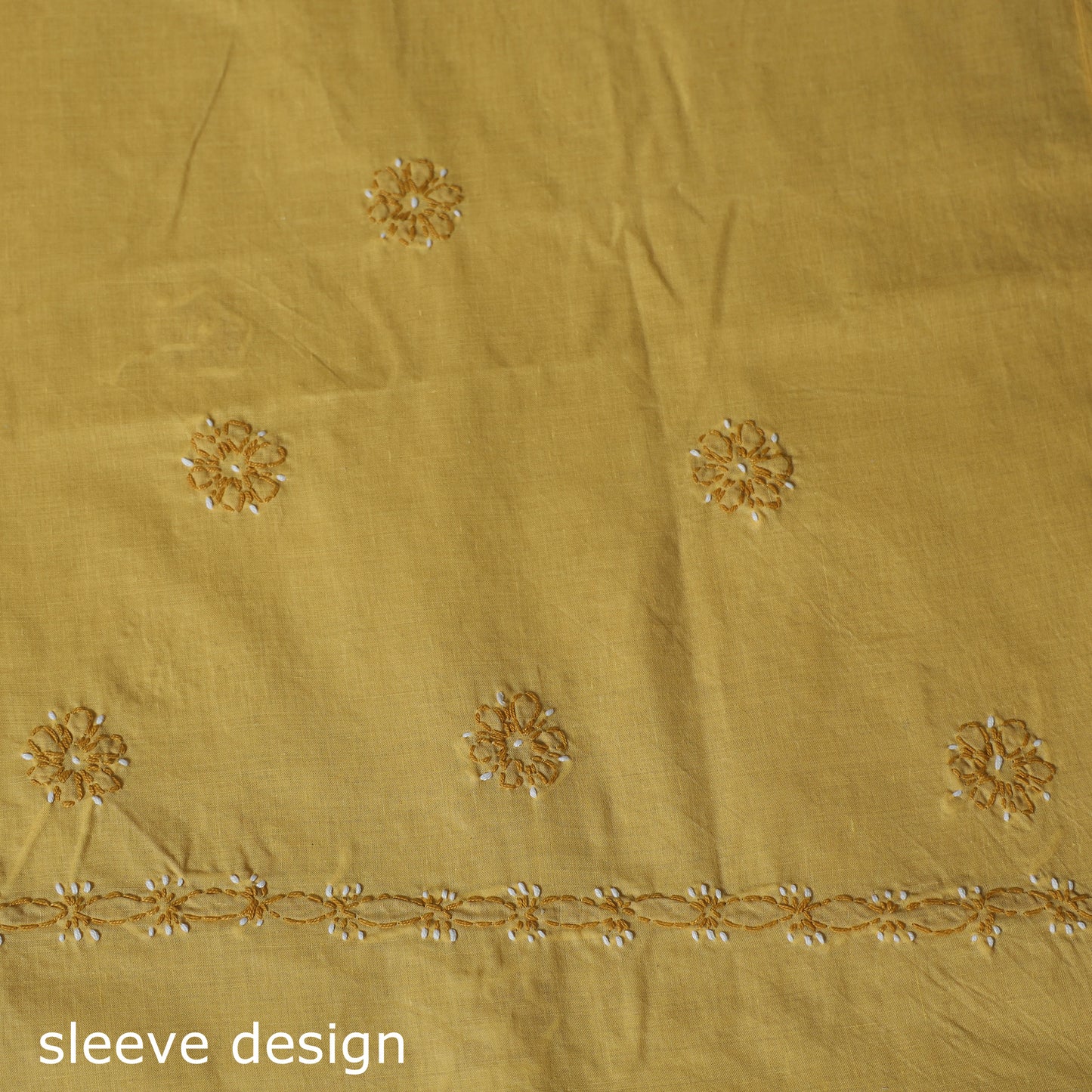 Yellow - 3pc hand embroidery cotton lucknow chikankari