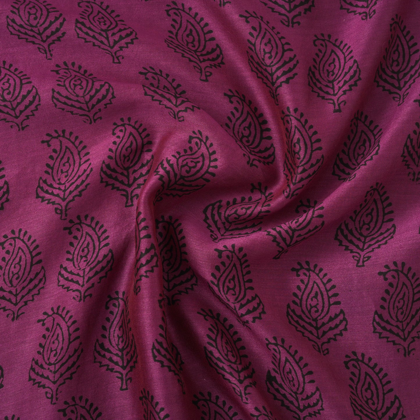 Purple - Bagh Hand Block Print Chanderi Silk Natural Dyed Handloom Fabric 03