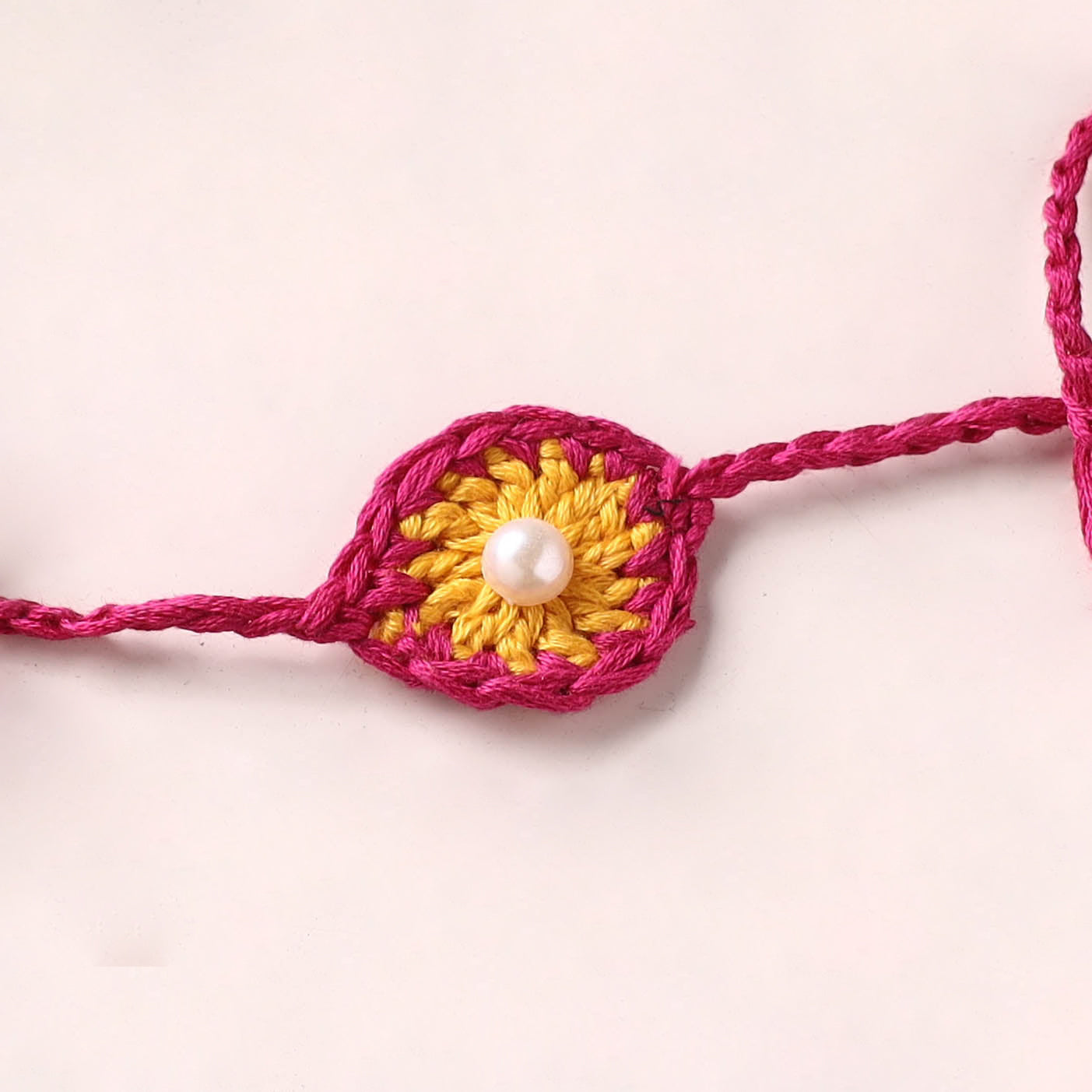Flower - Handmade Crochet Pearl Work Rakhi 15