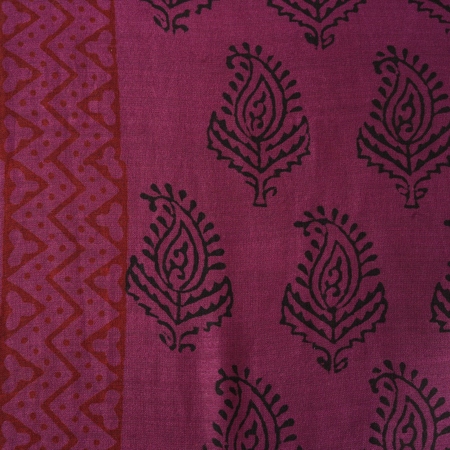 Purple - Bagh Hand Block Print Chanderi Silk Natural Dyed Handloom Fabric 03