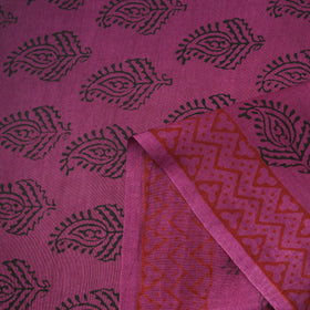 Purple - Bagh Hand Block Print Chanderi Silk Natural Dyed Handloom Fabric 03