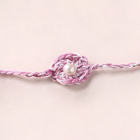 Flower - Handmade Crochet Pearl Work Rakhi 09
