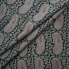 Green - Bagh Hand Block Print Chanderi Silk Natural Dyed Handloom Fabric 04