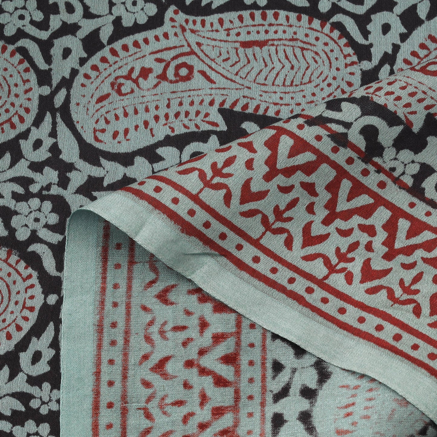 Green - Bagh Hand Block Print Chanderi Silk Natural Dyed Handloom Fabric 04