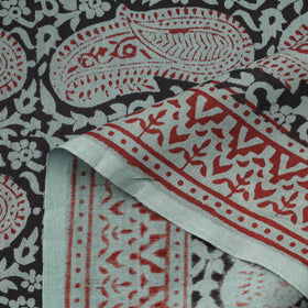 Green - Bagh Hand Block Print Chanderi Silk Natural Dyed Handloom Fabric 04