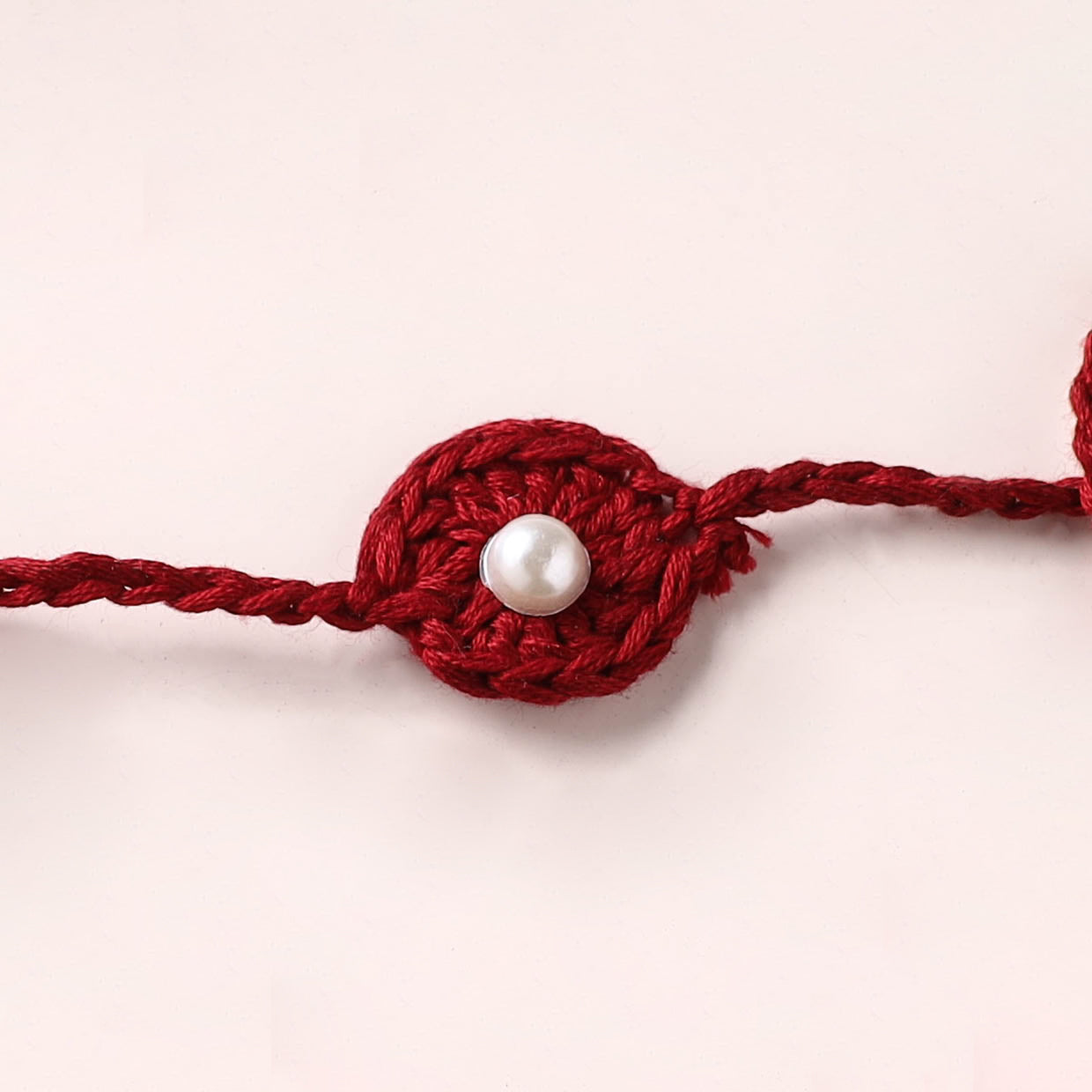 Flower - Handmade Crochet Pearl Work Rakhi 07