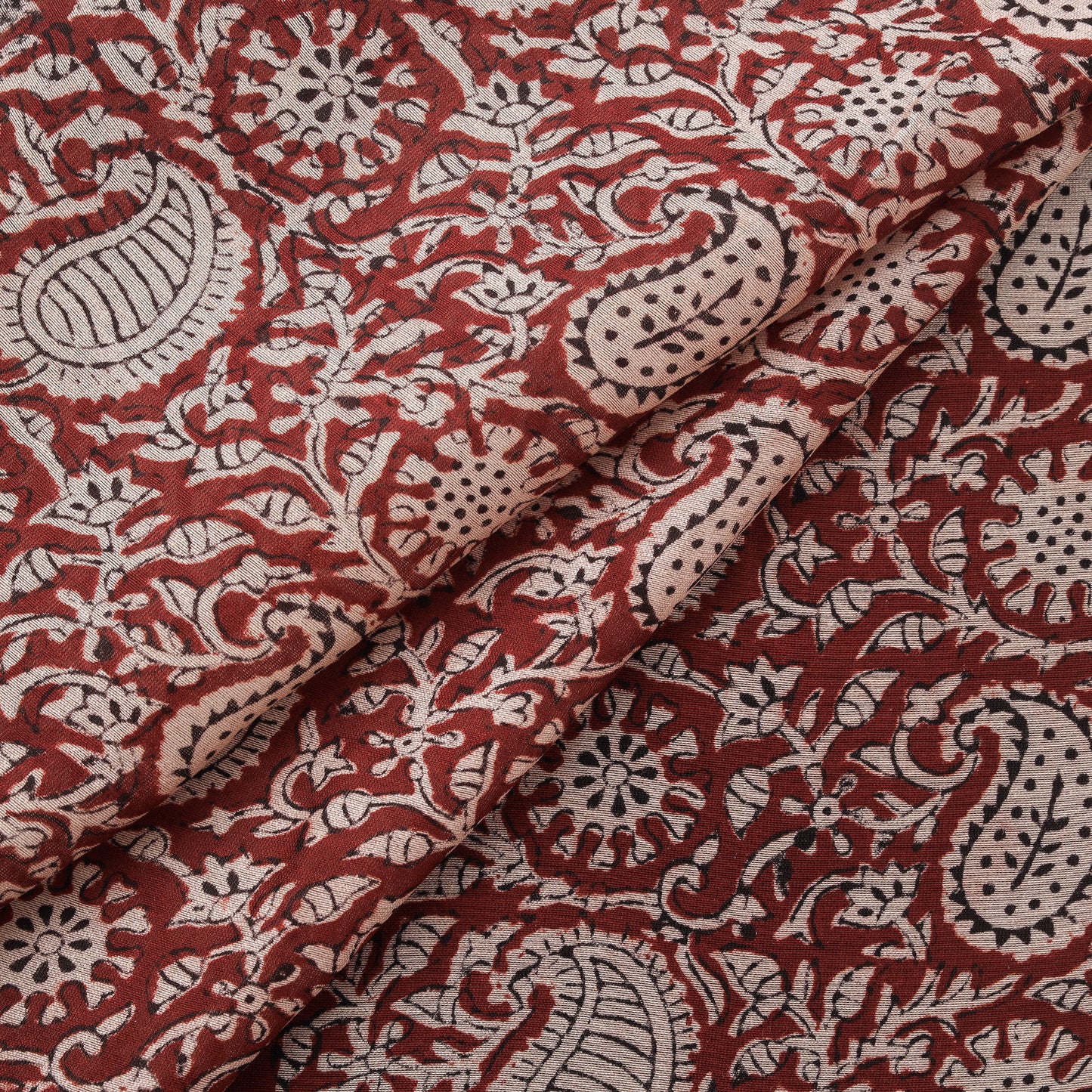 Red - Bagh Hand Block Print Chanderi Silk Natural Dyed Handloom Fabric 05
