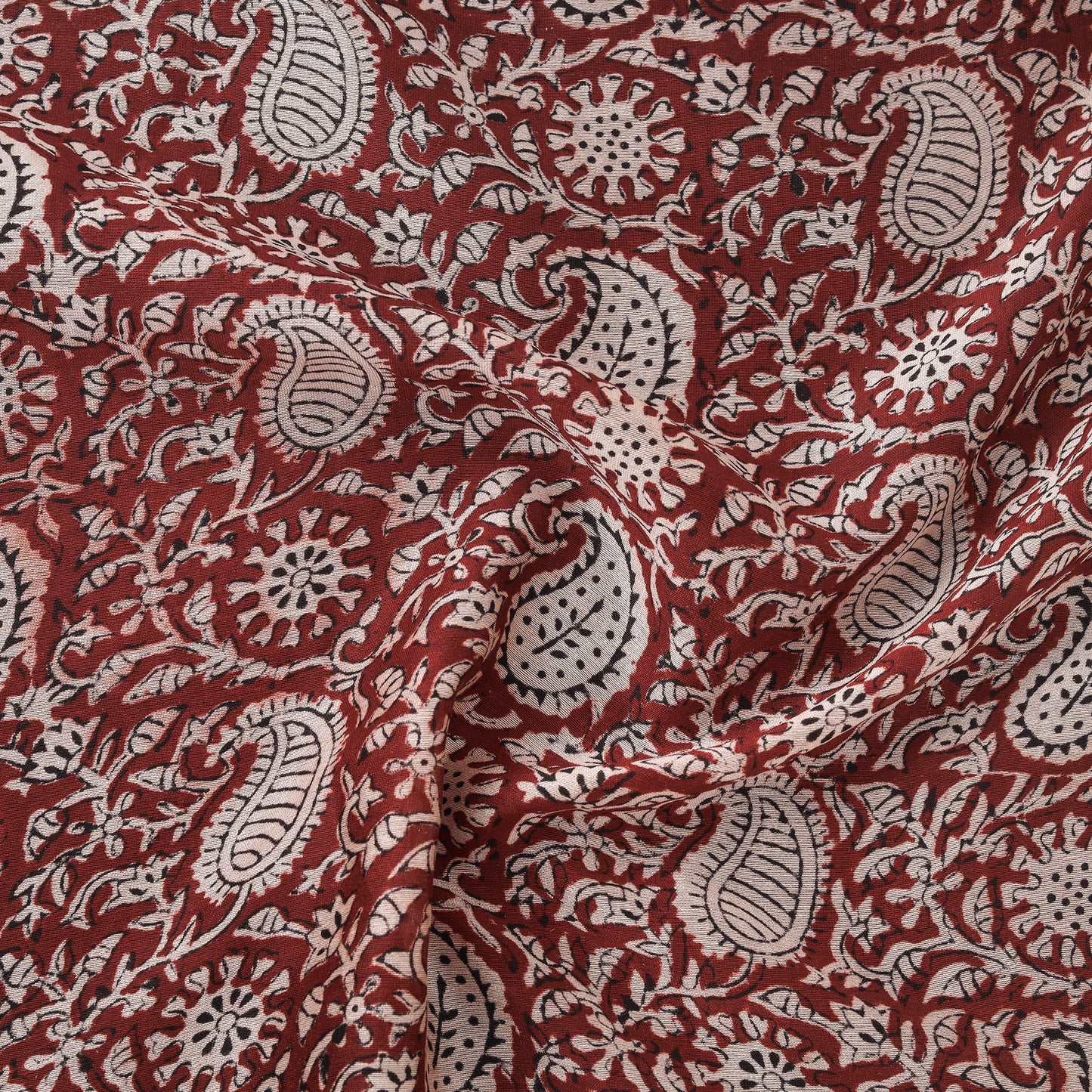 Red - Bagh Hand Block Print Chanderi Silk Natural Dyed Handloom Fabric 05