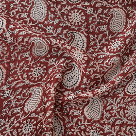 Red - Bagh Hand Block Print Chanderi Silk Natural Dyed Handloom Fabric 05